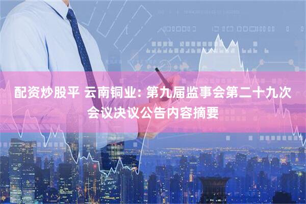 配资炒股平 云南铜业: 第九届监事会第二十九次会议决议公告内容摘要