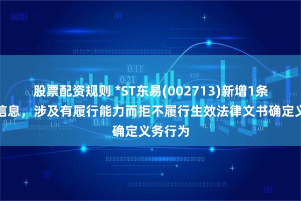 股票配资规则 *ST东易(002713)新增1条失信人信息，涉及有履行能力而拒不履行生效法律文书确定义务行为