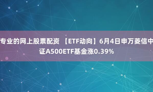 专业的网上股票配资 【ETF动向】6月4日申万菱信中证A500ETF基金涨0.39%